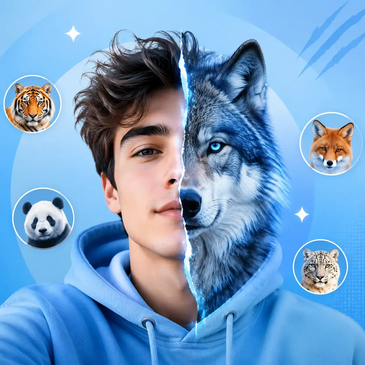 Human-Animal Face Fusion with Animal Face Swap