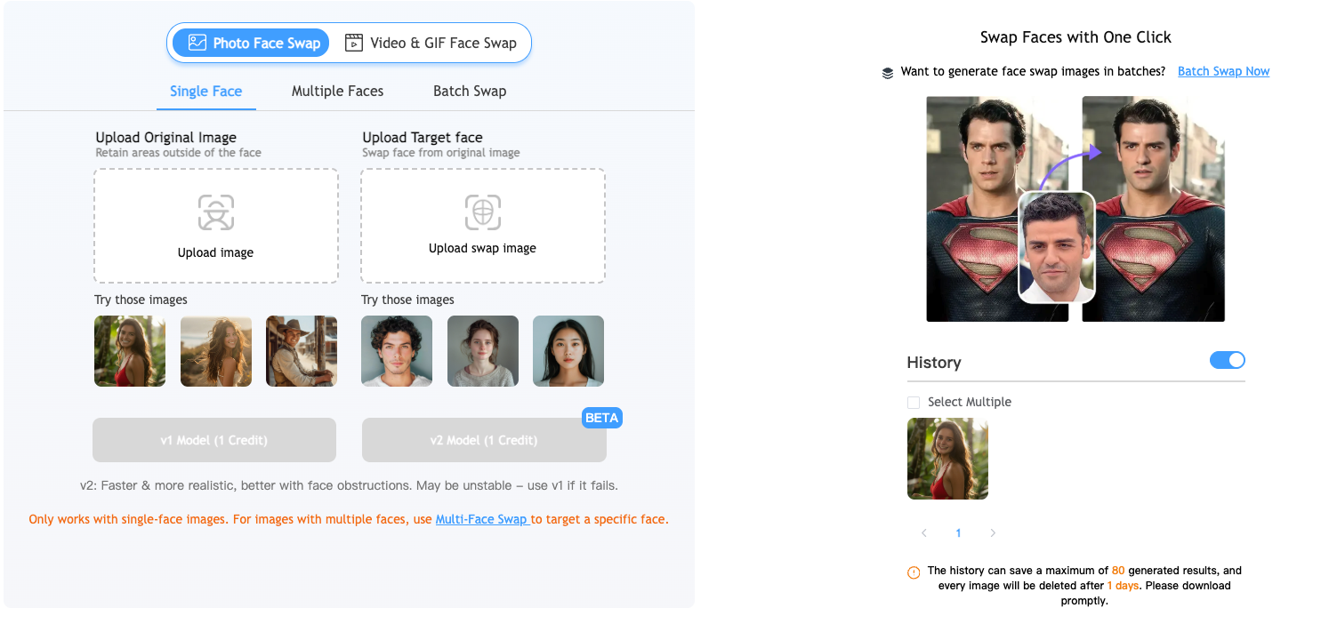 AI face swap comparison