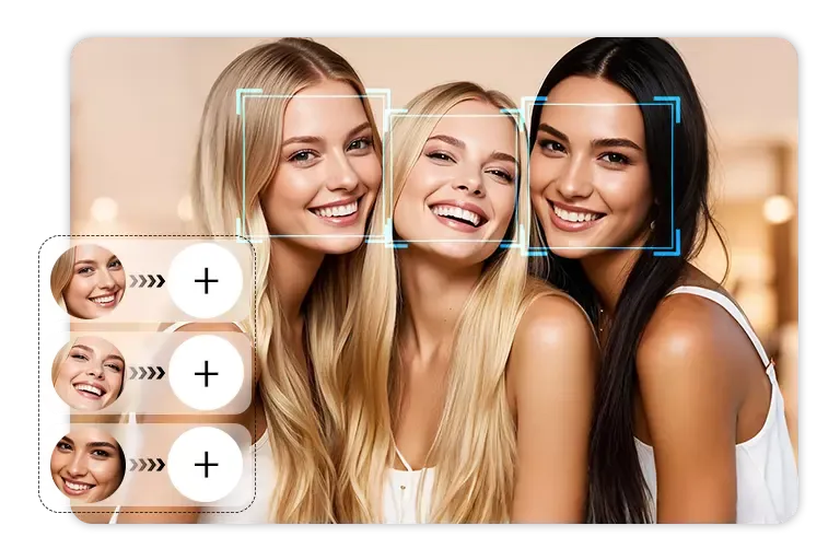 Multiple face swap AI that accurately identifies and matches faces