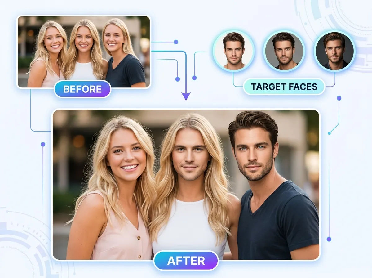 AI Multiple Face Swap Feature Demonstration